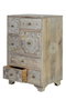 Giner y Colomer - Table téléphone avec 7 tiroirs en bois massif de manguier naturel, meuble auxiliare artisanal, finition peinte à la main